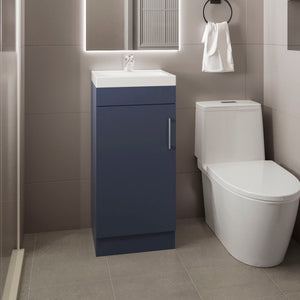 English Elm Vanity Reyno 32.6" H Alby Blue Compact 1 Door 1 Shelf Bathroom Storage Eco-Friendly Engineered Wood B097S00219