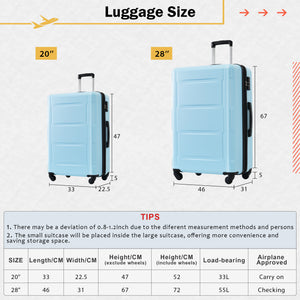 English Elm 2 Piece Abs Hard Shell Spinner Luggage Set with Tsa Lock Expandable Suitcases Light Blue N732P198745N