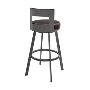 English Elm Arletta 30" Swivel Bar Stool Brown Faux Leather — 360° Glide, Easy-Clean Upholstery, Durable Metal Frame B2736P354298