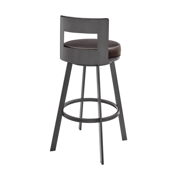 English Elm Arletta 30" Swivel Bar Stool Brown Faux Leather — 360° Glide, Easy-Clean Upholstery, Durable Metal Frame B2736P354298