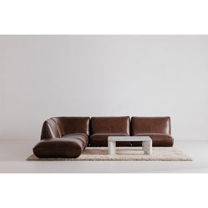 English Elm Zeppelin Top-grain Aniline Leather Corner Chair with Patina-rich Hickory Finish B2769P504212