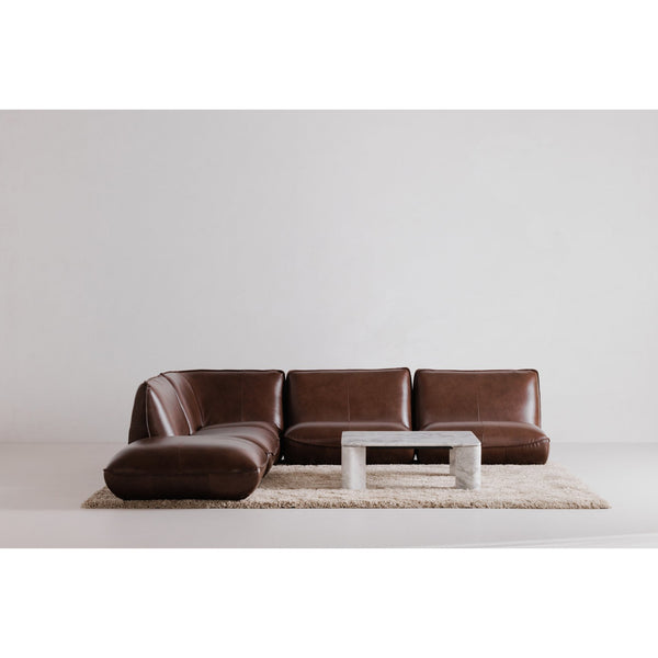 English Elm Zeppelin Top-grain Aniline Leather Corner Chair with Patina-rich Hickory Finish B2769P504212