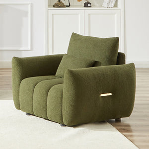 English Elm MH36.8''Teddy Modern lounge chair sofa with plush teddy upholstery, supportive wooden arms, 250lb capacity Green W1193P314009