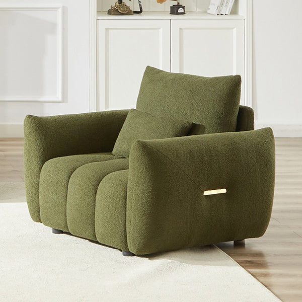 English Elm MH36.8''Teddy Modern lounge chair sofa with plush teddy upholstery, supportive wooden arms, 250lb capacity Green W1193P314009