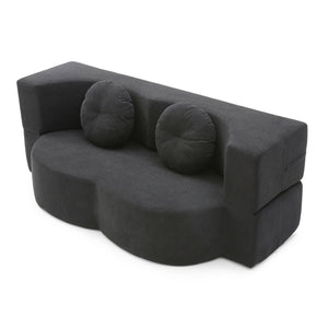 English Elm 2-in-1 Folding Floor Sofa Foam Sleeper Twin Futon Couch for Compact Living Spaces Black W1117P419837