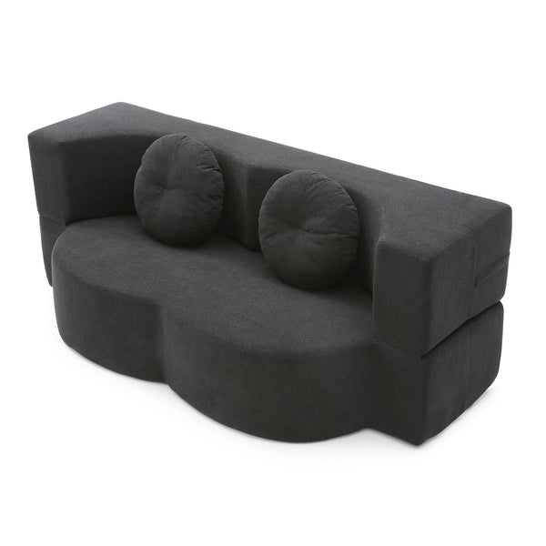 English Elm 2-in-1 Folding Floor Sofa Foam Sleeper Twin Futon Couch for Compact Living Spaces Black W1117P419837