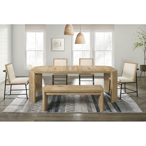 English Elm Contemporary Kepler Driftwood 6Pc Dining Set with Hidden Extension, Oak Veneer Table, Bench & 4 Chairs B011S01922