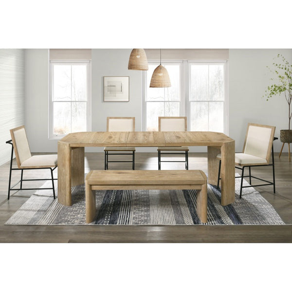 English Elm Contemporary Kepler Driftwood 6Pc Dining Set with Hidden Extension, Oak Veneer Table, Bench & 4 Chairs B011S01922