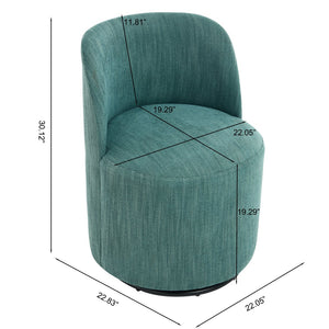 English Elm Set Swivel Barrel Accent Chair Armless Linen Upholstered Compact Seat for Dining Vanity Bedroom Dark Green W3244P454059