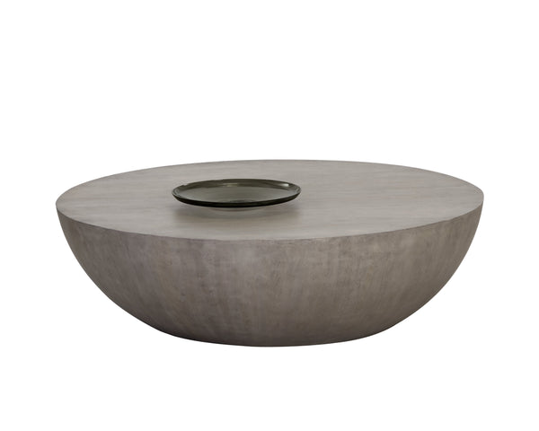 Sunpan Kinsley Coffee Table – Handcrafted Round Drum Design from Solid Mango Wood for Unique Spaces Large - 60W x 60D x 17.25H