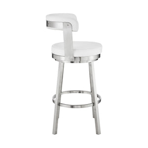 English Elm Bryant Swivel Barstool Faux Leather Seat Stainless Steel Frame for Kitchen Islands B2736P464886