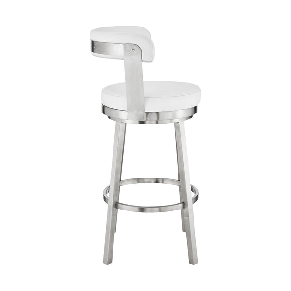 English Elm Bryant Swivel Barstool Faux Leather Seat Stainless Steel Frame for Kitchen Islands B2736P464886