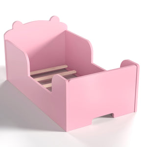 English Elm Toddler Bear Shaped Pine Floor Bed Low Profile Frame Safe Rounded Edges Kids Room W1580P373260