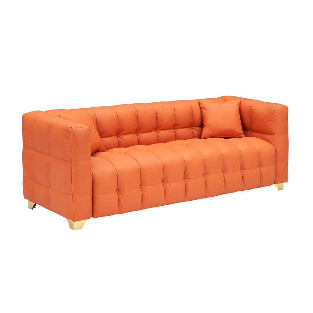 English Elm 80 Modern 3-Seat Sofa with Waterproof Polyester Blend, Solid Wood Frame, Silver Metal Legs, 500lb Capacity Orange W3356P341722