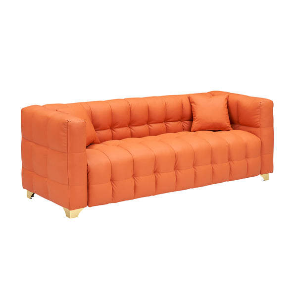 English Elm 80 Modern 3-Seat Sofa with Waterproof Polyester Blend, Solid Wood Frame, Silver Metal Legs, 500lb Capacity Orange W3356P341722
