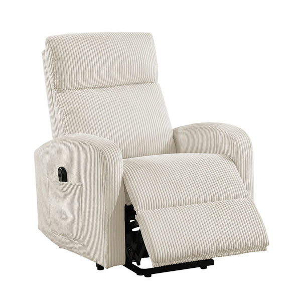 English Elm Contemporary Power Lift Chair Recliner with Plush Corduroy, Foam-Over-Coil Support & Side Pocket Beige 31 L x 29 W x 24 H B011P395829