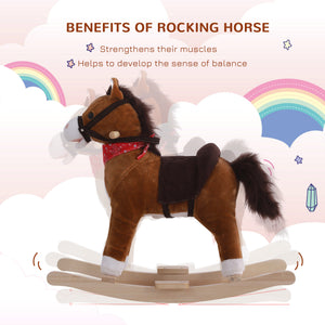 English Elm Qaba Plush Rocking Horse Toy with Galloping Sounds Sturdy Metal Frame for Toddlers W2225P217691