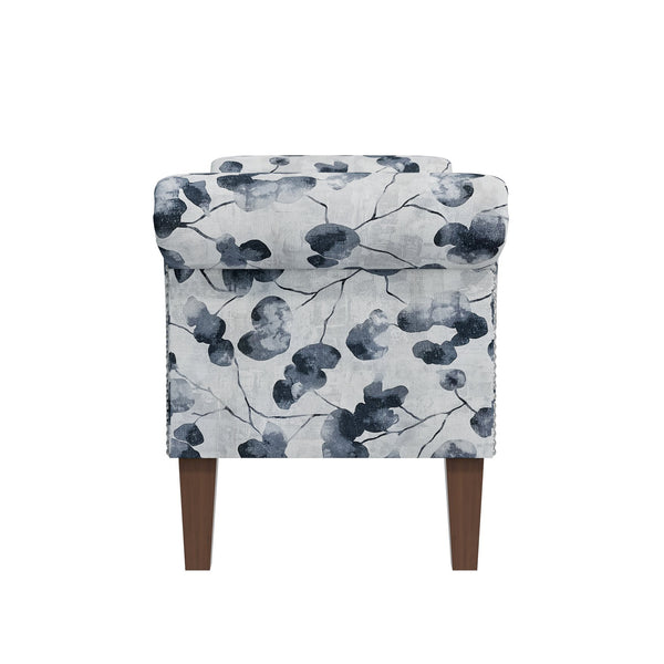 English Elm Wallen Floral Upholstered Storage Ottoman Bench with Nailhead Trim and Wood Legs B127P278175