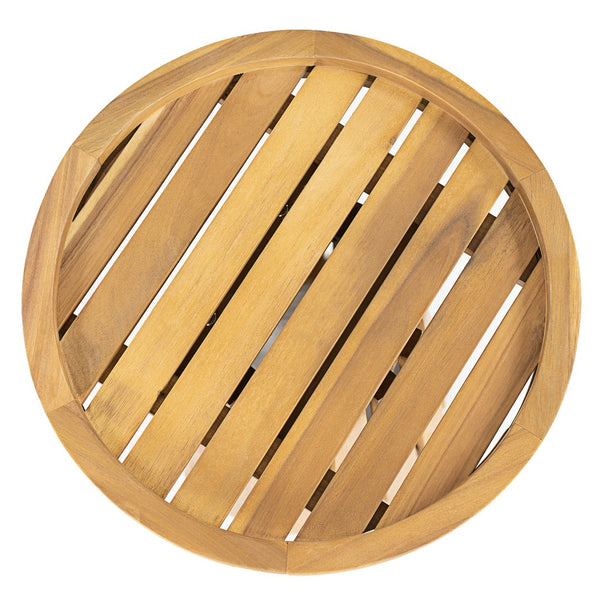 English Elm Outdoor Solid Acacia Hardwood Round Side Table for Patio Lounge and Living Spaces N772P378684T
