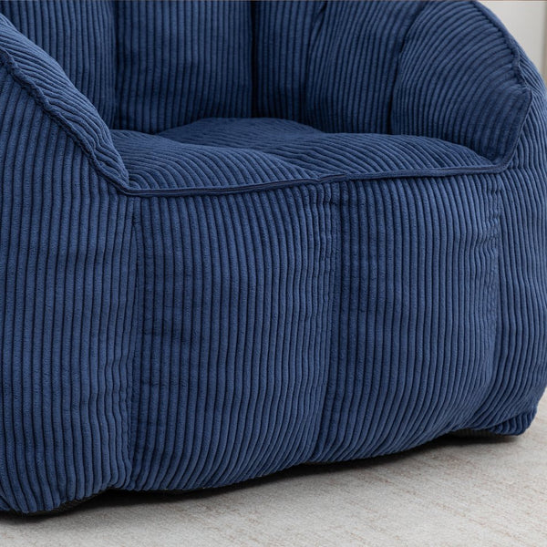 English Elm Giant Corduroy Bean Bag with Armrests Shredded Foam Lounge Chair for Living Room Dark Blue W2200P442629
