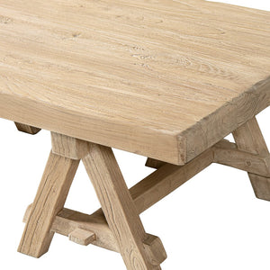 English Elm Hawthorne Reclaimed Elm Trestle Coffee Table Solid Wood Farmhouse Living Room Accent Natural B2719P474450