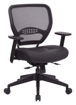 OSP Home Furnishings Air Grid Mesh Back Manager Chair with Lumbar Support and Bonded Leather Seat for Office 5700SL