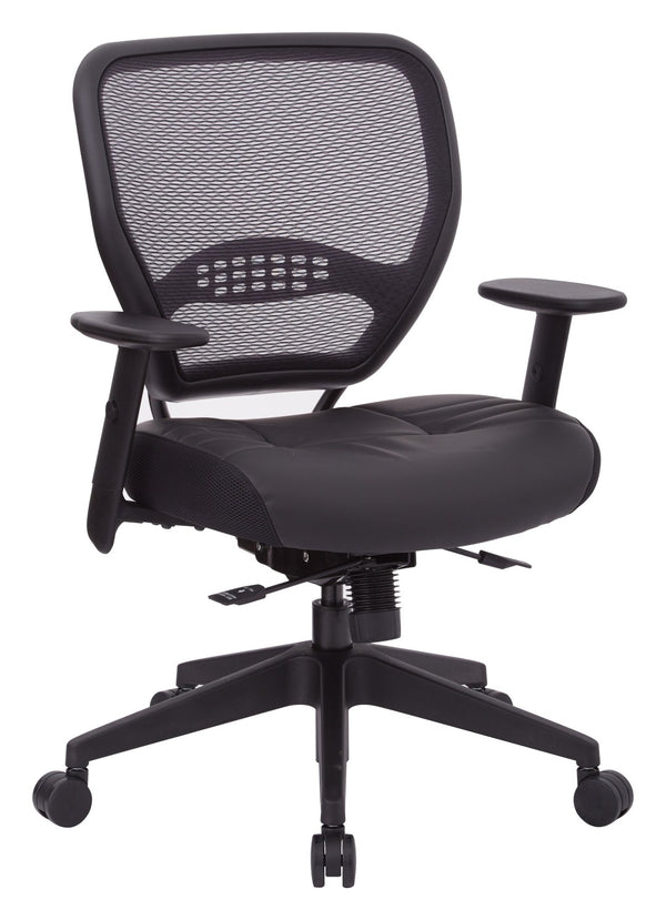 OSP Home Furnishings Air Grid Mesh Back Manager Chair with Lumbar Support and Bonded Leather Seat for Office 5700SL