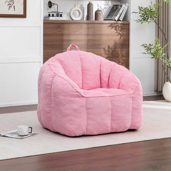 English Elm Giant Corduroy Bean Bag with Armrests Shredded Foam Lounge Chair for Living Room Pink W2200P442630