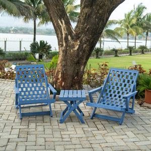 English Elm Pinecrest Outdoor Folding Lounge Chair Recycled Hdpe Reclining Patio Seat with Cushion Blue B2745P409691
