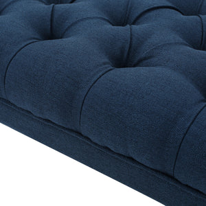English Elm Hilton Tufted Upholstered Bench Ottoman with Diamond Stitching and Vintage Curved Legs 54743.00DBL
