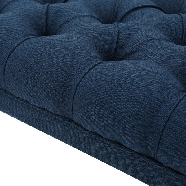 English Elm Hilton Tufted Upholstered Bench Ottoman with Diamond Stitching and Vintage Curved Legs 54743.00DBL
