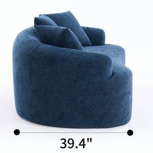 English Elm LY-025S Curved Loveseat Compact 65" Space-Saving Chenille Upholstery, 30D Foam+Spring Comfort Blue W2231P261298