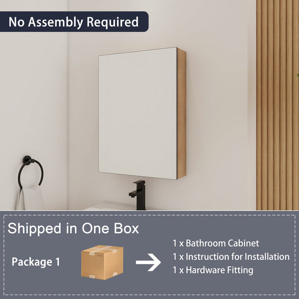 English Elm 20'' Wall Mounted Bathroom Medicine Cabinet with Mirror Adjustable Shelves Plywood W999P470282