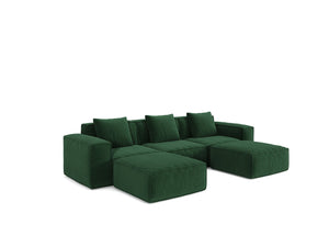 English Elm 118-Inch Modular Sofa Bed - Luxurious Green Corduroy, Convertible Design, Perfect For Family Spaces! W3147S00031
