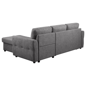 English Elm Kenna Grey Tufted Sleeper Sectional Sofa with Storage Ottoman, Rounded Arms, Smooth Cushions (97) B062S01106