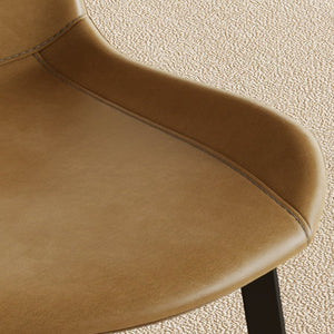 English Elm Modern dining chair set of 4 with PU leather seats, carbon steel legs, ergonomic cushion, easy clean assembly and versatile seating for home, office, cafe, conference rooms Brown W509P340587