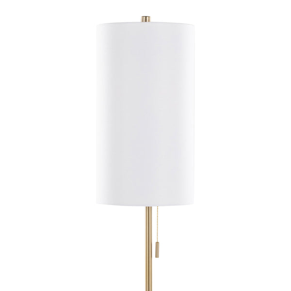 English Elm Bounty 62 Inch Gold Metal Floor Lamp with White Linen Shade for Living Room B202P223982