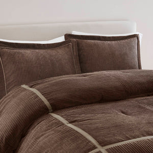 English Elm 7 Piece Micro Corduroy Comforter Set - Cozy Lodge-Inspired Design For California King Beds, Brown B035P266666