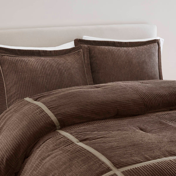 English Elm 7 Piece Micro Corduroy Comforter Set - Cozy Lodge-Inspired Design For California King Beds, Brown B035P266666