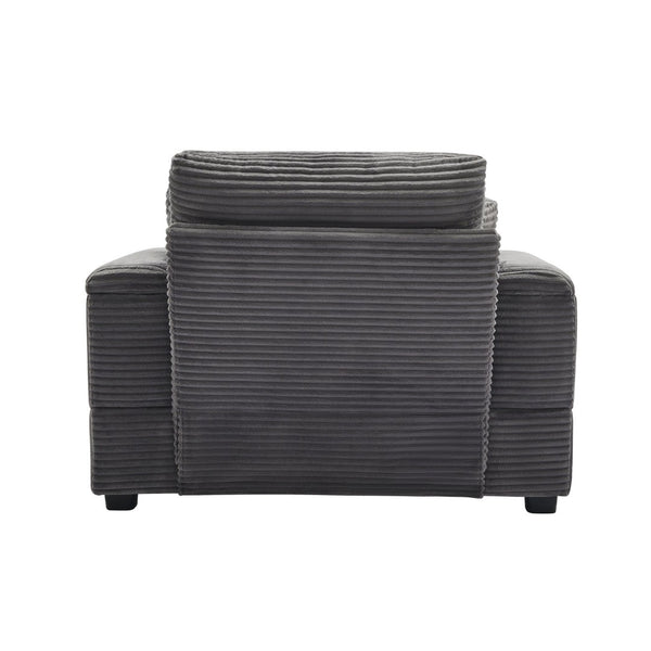 English Elm Corduroy Chaise Lounge Sofa With Storage, Movable Ottoman & Cupholders For Relaxation W2120S00004-GIGA