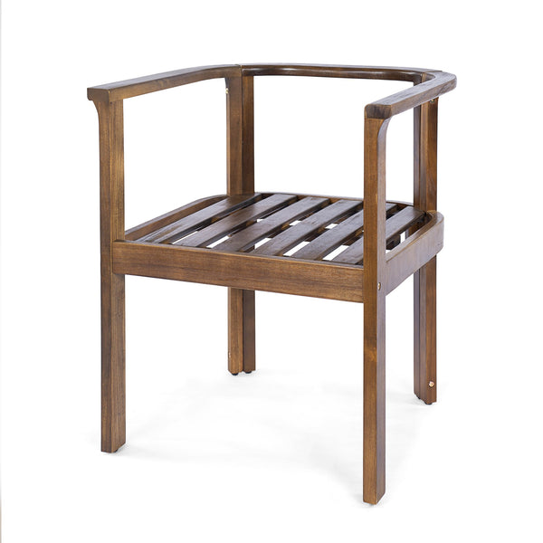English Elm Outdoor Acacia Wood Dining Chairs Set of 2 with Cushions and Curved Arms Brown,Cream N768P372905B