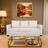 Christopher Knight Home® - Noble House - - Contemporary Light Beige Fabric 3-Seater Sofa With Square Arms – Comfortable, Stylish, And Cozy, Perfect For Family Seating And Relaxing Evenings, Modern Design And High-Quality Upholstery