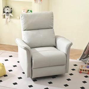 English Elm Manual Rocker Recliner Chair In Soft Pu Leather - Space-Saving Comfort For Nurseries & Living Rooms W1028S00048