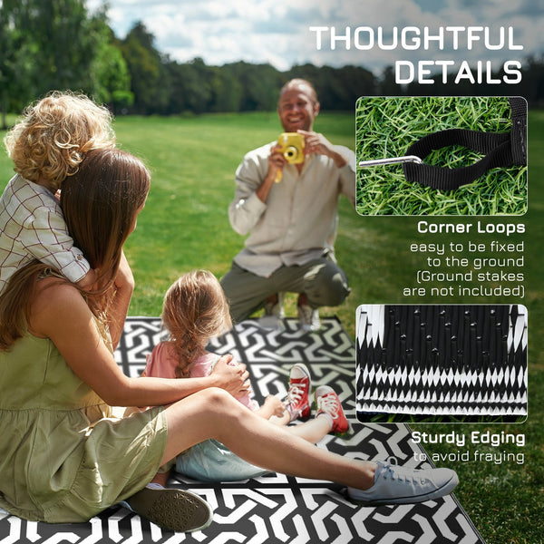 English Elm Outsunny Reversible Polypropylene Outdoor Rug Waterproof Camping Mat with Carry Bag W2225P174558