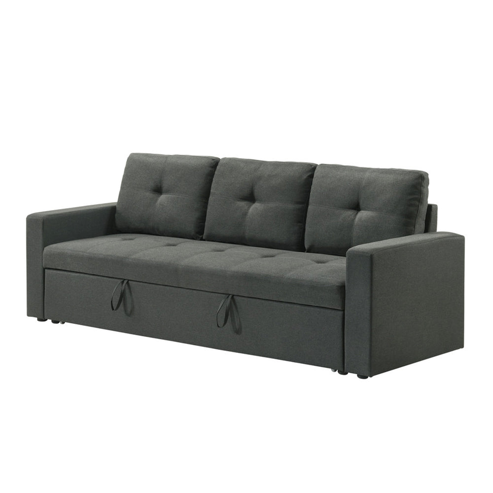 English Elm Fabric Plush Tufted Sleeper Sofa Dark Gray with Wood Frame, Foam Support, Compact Convertible Comfort B016P392878