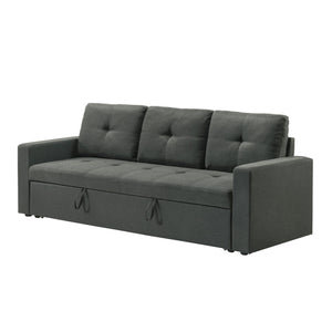 English Elm Fabric Plush Tufted Sleeper Sofa Dark Gray with Wood Frame, Foam Support, Compact Convertible Comfort B016P392878