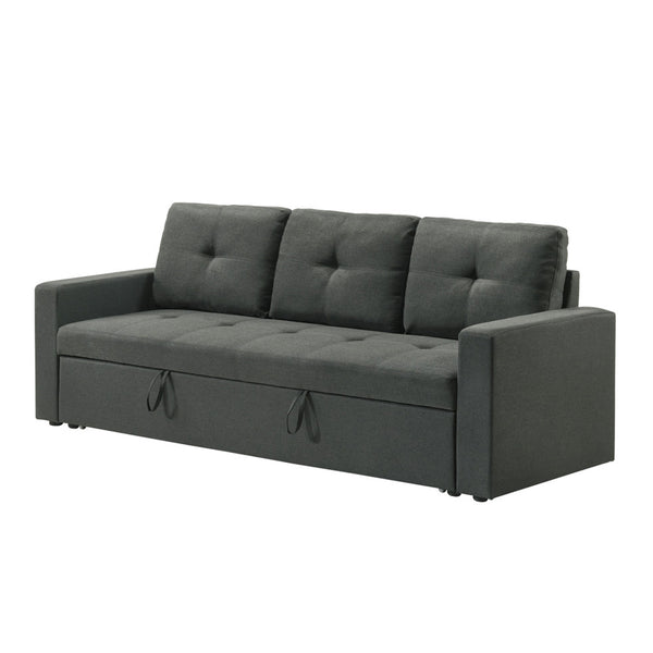 English Elm Fabric Plush Tufted Sleeper Sofa Dark Gray with Wood Frame, Foam Support, Compact Convertible Comfort B016P392878