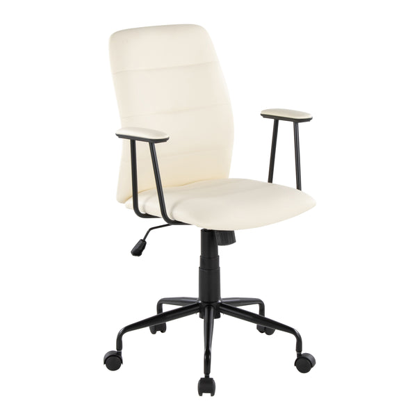English Elm Office Chair with Faux Leather Upholstery Pneumatic Swivel Seat for Modern Workspaces Cream B202P474195