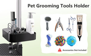 English Elm 47'' Stainless Steel Foldable Pet Grooming Station with Adjustable Arm Noose Mesh Tray Blue W3587P462638