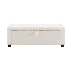English Elm 48" Tufted Chenille Storage Bench Diamond Stitched Lift Top Seat for Bedroom Entryway Beige W2671P386665